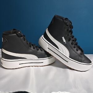 Puma Black and White High-Top Sneakers